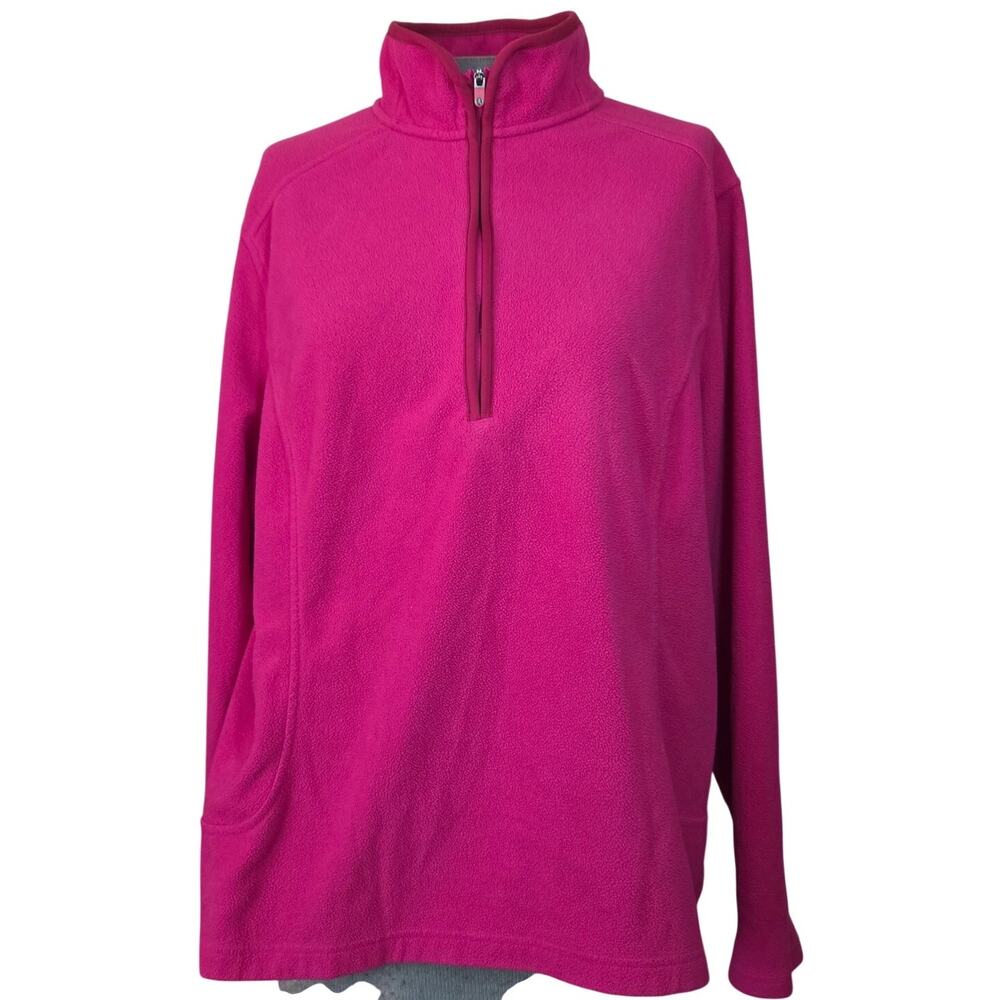 Lands End Pink Fleece Quarter Zip Size XL